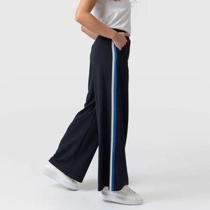 VICTORY WIDE LEG PANT - NAVY BLUE LUREX STRIPE